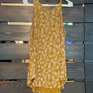Leaf Print Yellow Tank Top
